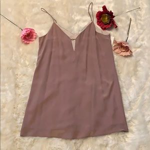 Lavender Brown Satin Slip Mini Dress in Mauve